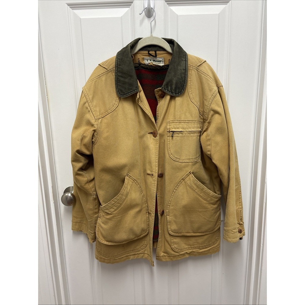 Vintage LL Bean Distressed Chore Jacket Barn Coat Blanket Lined Woman's Small P